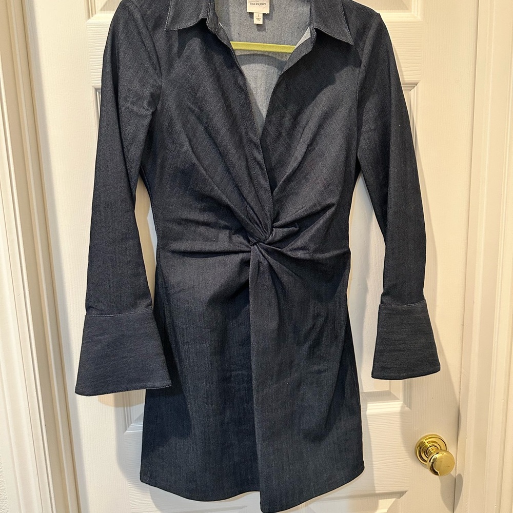 Cinq à Sept Dark Blue Twist Front Mini Dress